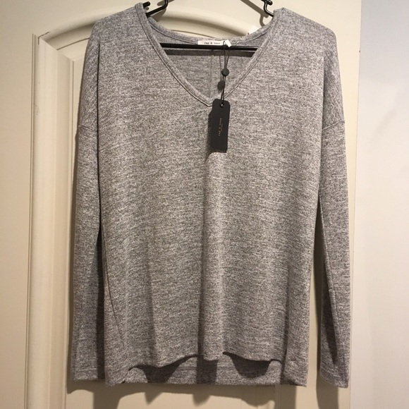 Rag & bone Light Grey Theo Long Sleeve Tee - Picture 8 of 13
